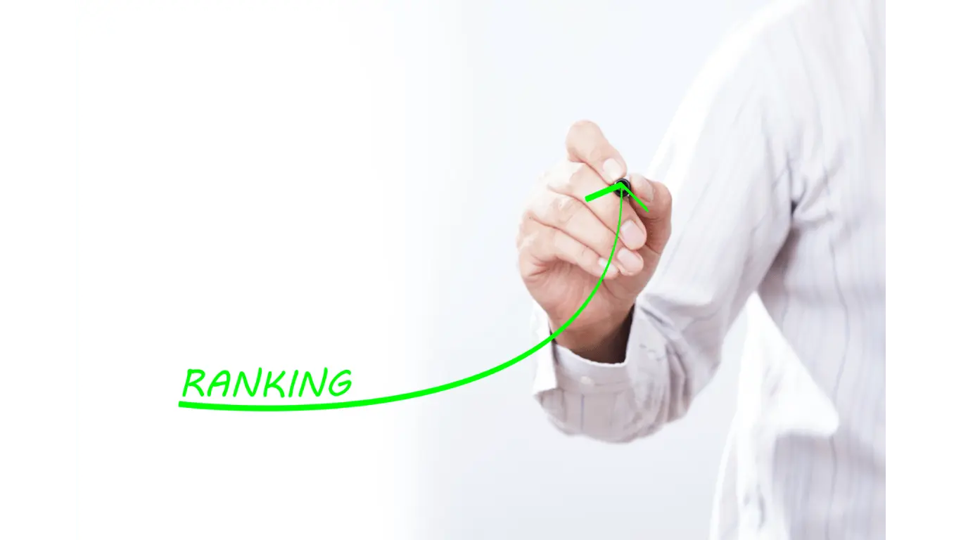 a line representing rank increase and the benefits of SEO